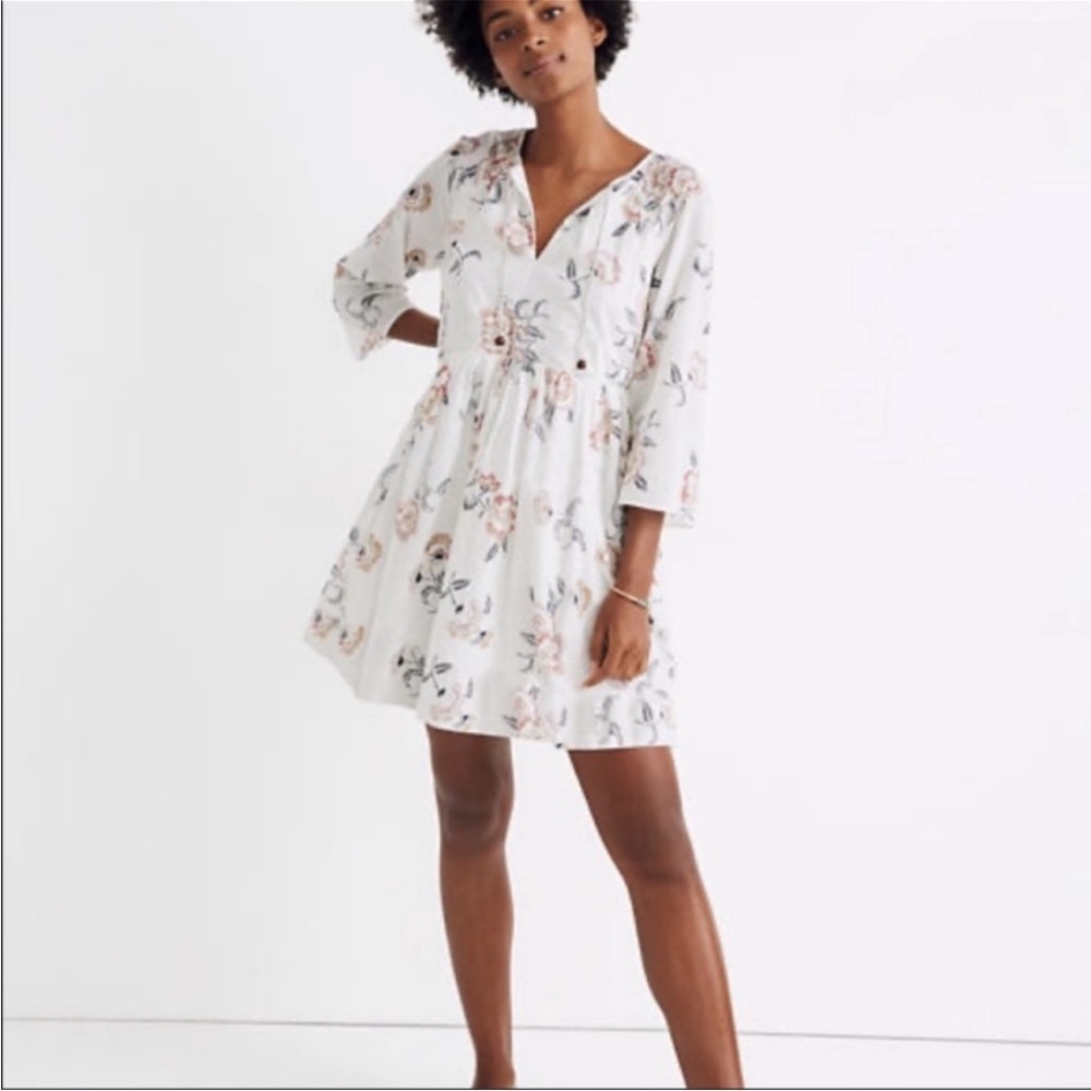 Madewell x Warm Tie Neck Honolulu Hibiscus Dress Size XS